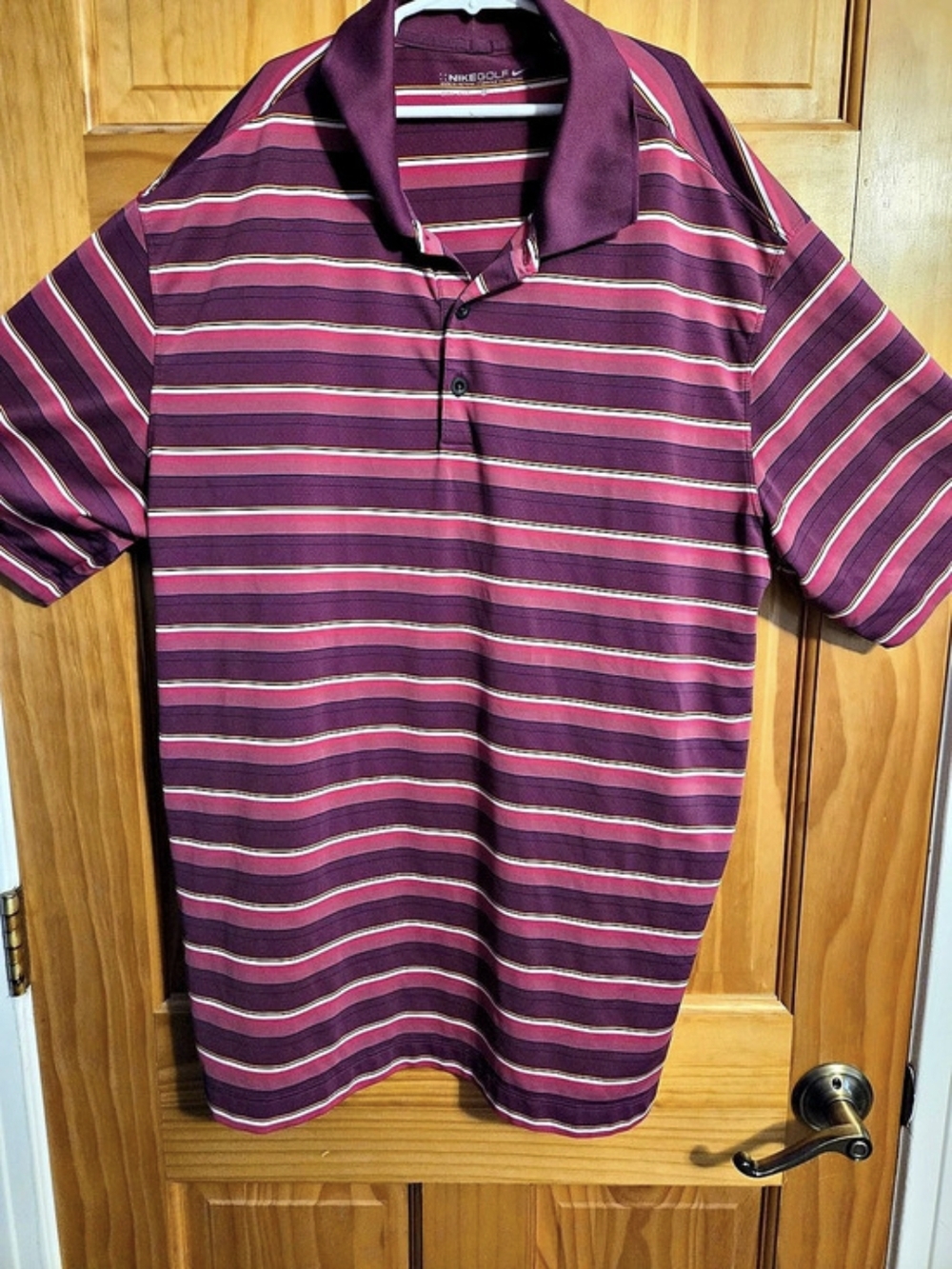Nike Golf Dri-FIT Striped Polo Purple & Pink Size Medium